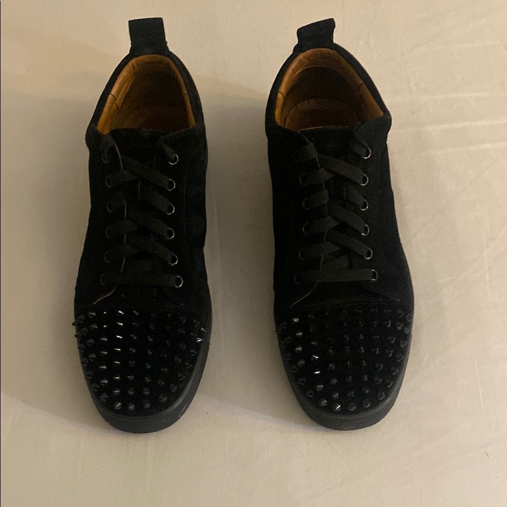 Authentic Black Well Loved Low Top Christian Louboutin Spiked Sneakers Size 42